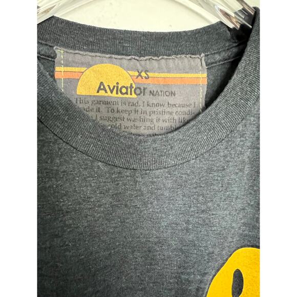 Aviator Nation Smiley 2 Crew Charcoal Tee Sz XS - Picture 4 of 7